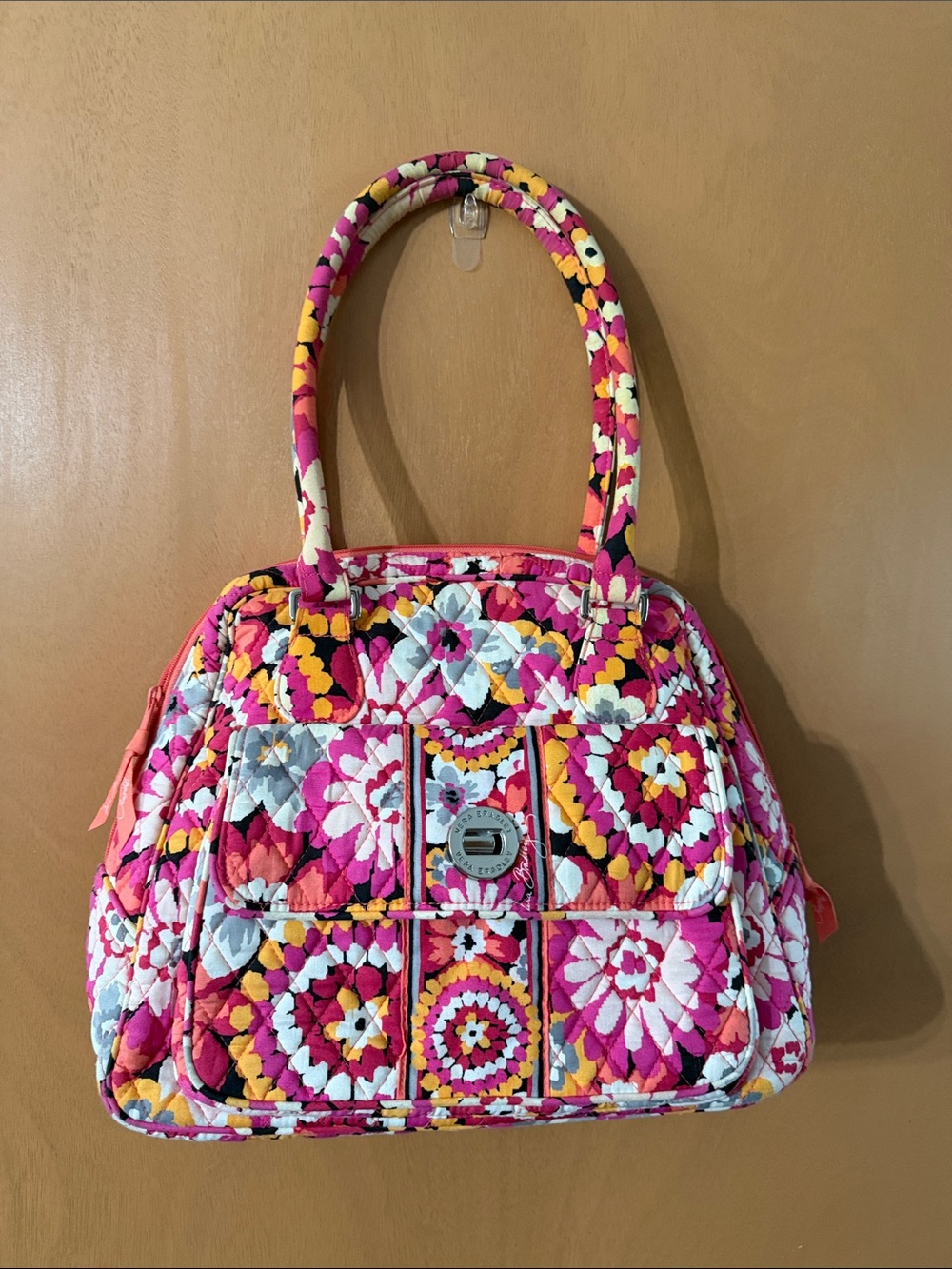 Vera Bradley Quilted Floral Shoulder Bag in Pink, Yellow & White